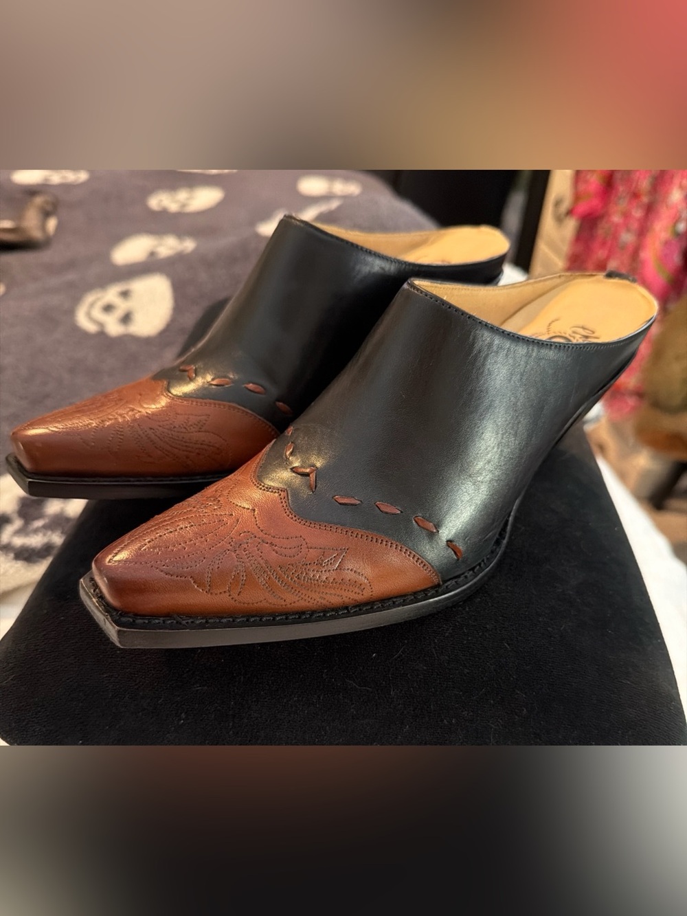 Charlie 1 Horse by Lucchese Western Leather Mules Heels 7 Artisan Hand Crafted